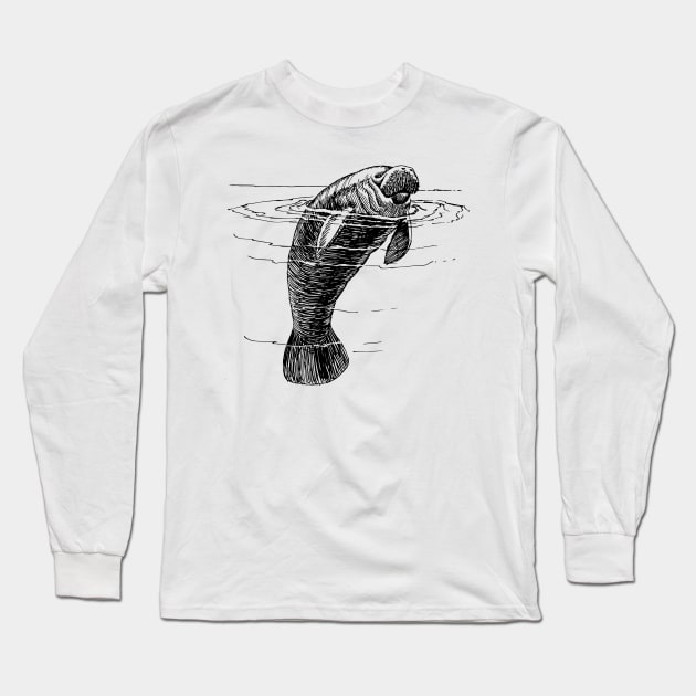 Manatee Long Sleeve T-Shirt by Vintage Sketches